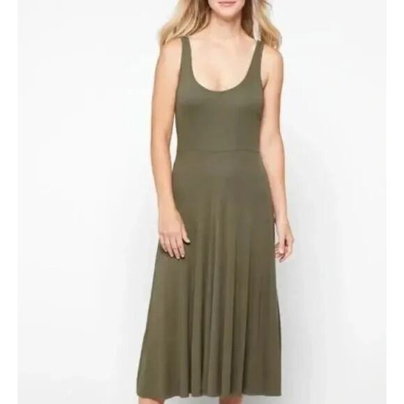 Marine Layer Lexi Rib Dress Fit And Flare Midi Sleeveless Green Size Medium - Picture 1 of 12